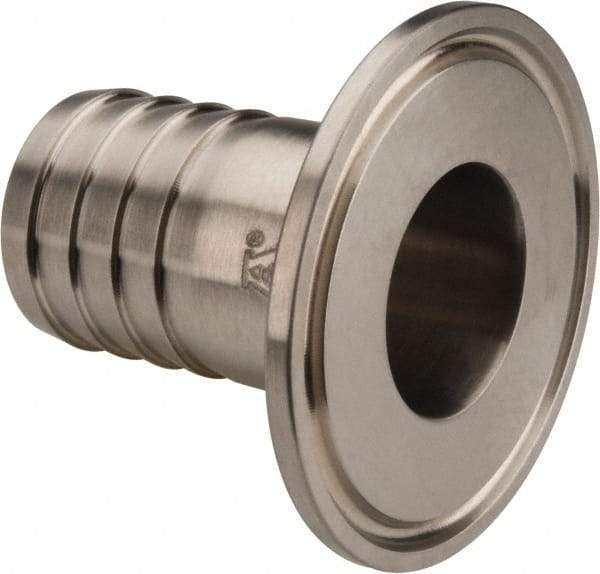 VNE - 1", Clamp Style, Sanitary Stainless Steel Pipe Rubber Hose Adapter - Tube OD Connection, Grade 316/316L - Industrial Tool & Supply