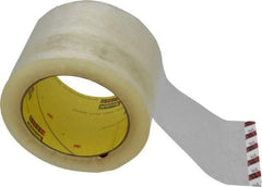 3M - 3" x 55 Yd Clear Rubber Adhesive Sealing Tape - Polypropylene Film Backing, 3.1 mil Thick, 70 Lb Tensile Strength, Series 375 - Industrial Tool & Supply