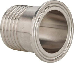 VNE - 1-1/2", Clamp Style, Sanitary Stainless Steel Pipe Rubber Hose Adapter - Tube OD Connection, Grade 316/316L - Industrial Tool & Supply