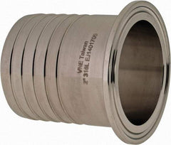 VNE - 2", Clamp Style, Sanitary Stainless Steel Pipe Rubber Hose Adapter - Tube OD Connection, Grade 316/316L - Industrial Tool & Supply
