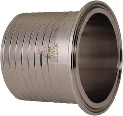 VNE - 2-1/2", Clamp Style, Sanitary Stainless Steel Pipe Rubber Hose Adapter - Tube OD Connection, Grade 316/316L - Industrial Tool & Supply