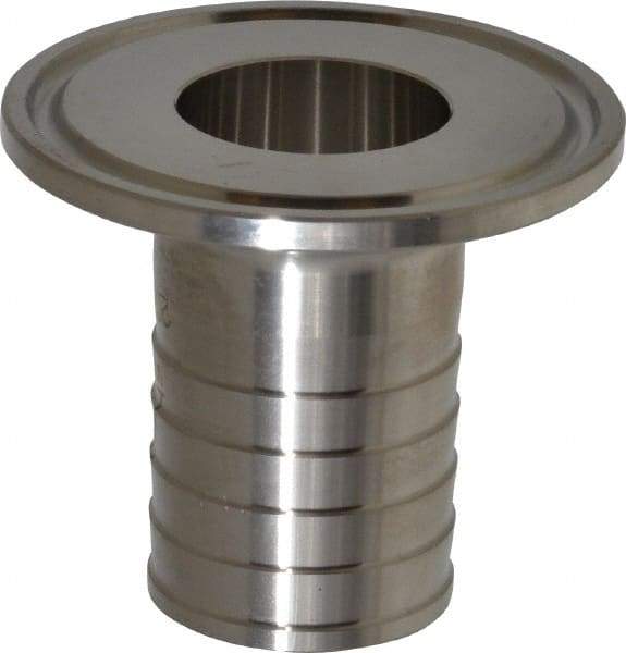 VNE - 1", Clamp Style, Sanitary Stainless Steel Pipe Rubber Hose Adapter - Tube OD Connection, Grade 304 - Industrial Tool & Supply