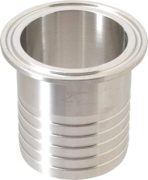 VNE - 2", Clamp Style, Sanitary Stainless Steel Pipe Rubber Hose Adapter - Tube OD Connection, Grade 304 - Industrial Tool & Supply