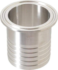VNE - 2", Clamp Style, Sanitary Stainless Steel Pipe Rubber Hose Adapter - Tube OD Connection, Grade 304 - Industrial Tool & Supply