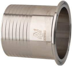VNE - 3", Clamp Style, Sanitary Stainless Steel Pipe Rubber Hose Adapter - Tube OD Connection, Grade 304 - Industrial Tool & Supply