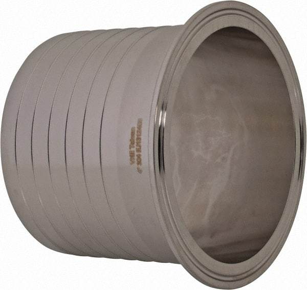 VNE - 4", Clamp Style, Sanitary Stainless Steel Pipe Rubber Hose Adapter - Tube OD Connection, Grade 304 - Industrial Tool & Supply