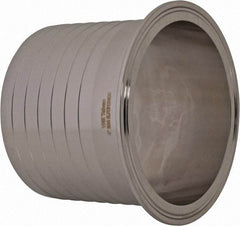 VNE - 4", Clamp Style, Sanitary Stainless Steel Pipe Rubber Hose Adapter - Tube OD Connection, Grade 304 - Industrial Tool & Supply