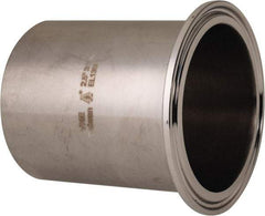 VNE - 2-1/2", Clamp Style, Sanitary Stainless Steel Pipe Long Tank Welding Ferrule - Tube OD Connection, Grade 316/316L - Industrial Tool & Supply