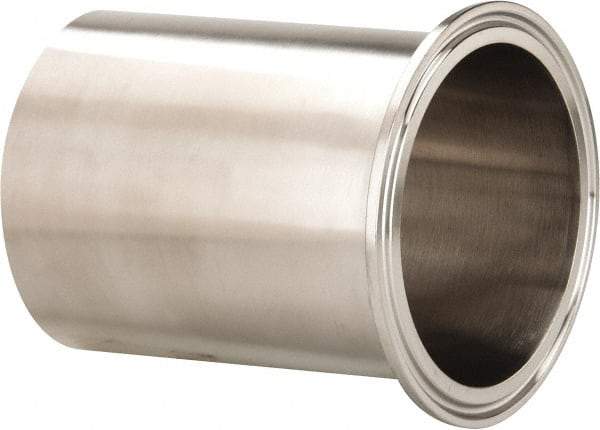 VNE - 3", Clamp Style, Sanitary Stainless Steel Pipe Long Tank Welding Ferrule - Tube OD Connection, Grade 316/316L - Industrial Tool & Supply