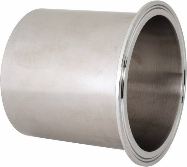 VNE - 4", Clamp Style, Sanitary Stainless Steel Pipe Long Tank Welding Ferrule - Tube OD Connection, Grade 316/316L - Industrial Tool & Supply