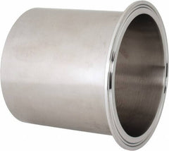 VNE - 4", Clamp Style, Sanitary Stainless Steel Pipe Long Tank Welding Ferrule - Tube OD Connection, Grade 316/316L - Industrial Tool & Supply