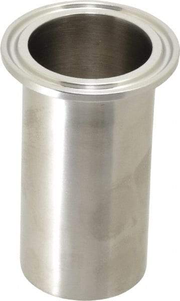 VNE - 1-1/2", Clamp Style, Sanitary Stainless Steel Pipe Long Tank Welding Ferrule - Tube OD Connection, Grade 304 - Industrial Tool & Supply