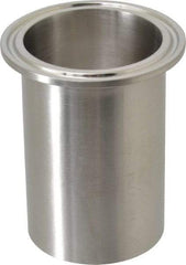 VNE - 2", Clamp Style, Sanitary Stainless Steel Pipe Long Tank Welding Ferrule - Tube OD Connection, Grade 304 - Industrial Tool & Supply