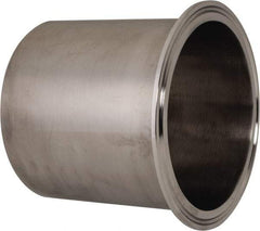 VNE - 4", Clamp Style, Sanitary Stainless Steel Pipe Long Tank Welding Ferrule - Tube OD Connection, Grade 304 - Industrial Tool & Supply