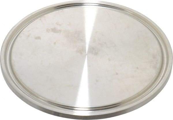 VNE - 2-1/2", Clamp Style, Sanitary Stainless Steel Pipe End Cap - Tube OD Connection, Grade 316/316L - Industrial Tool & Supply