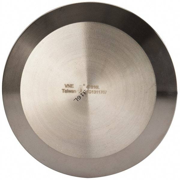 VNE - 4", Clamp Style, Sanitary Stainless Steel Pipe End Cap - Tube OD Connection, Grade 316/316L - Industrial Tool & Supply
