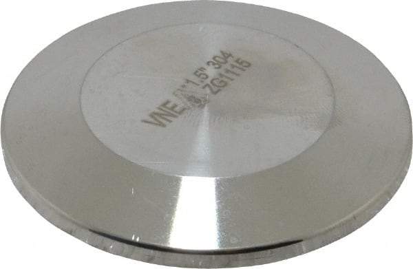 VNE - 1-1/2", Clamp Style, Sanitary Stainless Steel Pipe End Cap - Tube OD Connection, Grade 304 - Industrial Tool & Supply