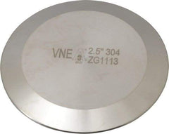 VNE - 2-1/2", Clamp Style, Sanitary Stainless Steel Pipe End Cap - Tube OD Connection, Grade 304 - Industrial Tool & Supply