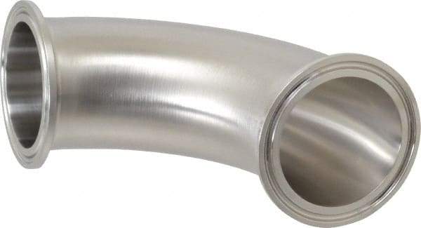 VNE - 2", Clamp Style, Sanitary Stainless Steel Pipe 90° Elbow - Tube OD Connection, Grade 316/316L - Industrial Tool & Supply