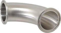 VNE - 2", Clamp Style, Sanitary Stainless Steel Pipe 90° Elbow - Tube OD Connection, Grade 316/316L - Industrial Tool & Supply