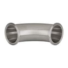 VNE - 2-1/2", Clamp Style, Sanitary Stainless Steel Pipe 90° Elbow - Tube OD Connection, Grade 316/316L - Industrial Tool & Supply