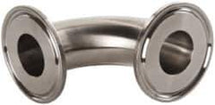 VNE - 1", Clamp Style, Sanitary Stainless Steel Pipe 90° Elbow - Tube OD Connection, Grade 304 - Industrial Tool & Supply