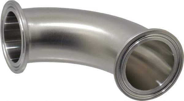 VNE - 1-1/2", Clamp Style, Sanitary Stainless Steel Pipe 90° Elbow - Tube OD Connection, Grade 304 - Industrial Tool & Supply