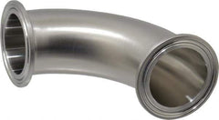 VNE - 1-1/2", Clamp Style, Sanitary Stainless Steel Pipe 90° Elbow - Tube OD Connection, Grade 304 - Industrial Tool & Supply