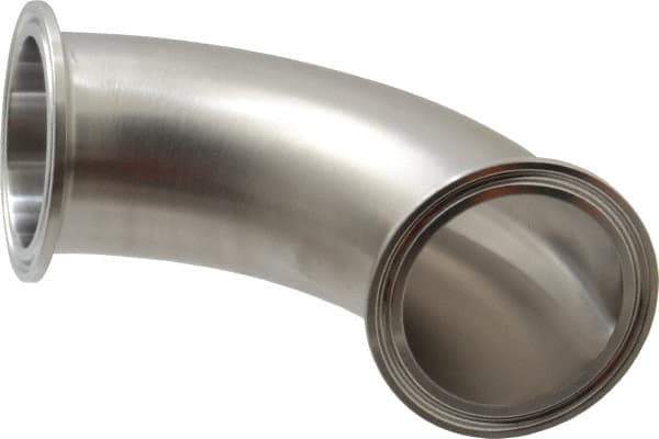 VNE - 2", Clamp Style, Sanitary Stainless Steel Pipe 90° Elbow - Tube OD Connection, Grade 304 - Industrial Tool & Supply
