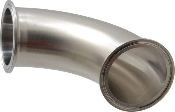 VNE - 2-1/2", Clamp Style, Sanitary Stainless Steel Pipe 90° Elbow - Tube OD Connection, Grade 304 - Industrial Tool & Supply