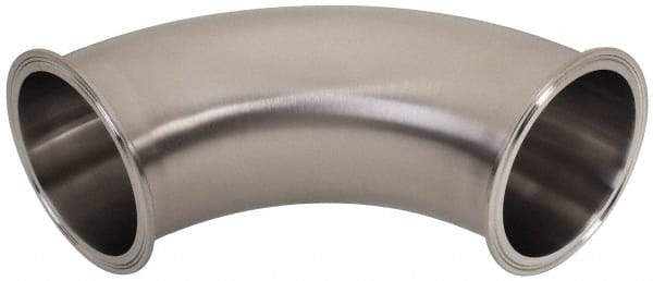 VNE - 4", Clamp Style, Sanitary Stainless Steel Pipe 90° Elbow - Tube OD Connection, Grade 304 - Industrial Tool & Supply