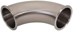 VNE - 4", Clamp Style, Sanitary Stainless Steel Pipe 90° Elbow - Tube OD Connection, Grade 304 - Industrial Tool & Supply