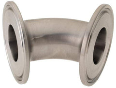 VNE - 1", Clamp Style, Sanitary Stainless Steel Pipe 45° Elbow - Tube OD Connection, Grade 316/316L - Industrial Tool & Supply