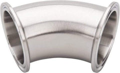VNE - 2", Clamp Style, Sanitary Stainless Steel Pipe 45° Elbow - Tube OD Connection, Grade 316/316L - Industrial Tool & Supply