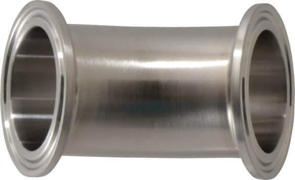 VNE - 1-1/2", Clamp Style, Sanitary Stainless Steel Pipe 45° Elbow - Tube OD Connection, Grade 304 - Industrial Tool & Supply