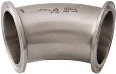 VNE - 2", Clamp Style, Sanitary Stainless Steel Pipe 45° Elbow - Tube OD Connection, Grade 304 - Industrial Tool & Supply
