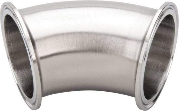 VNE - 2-1/2", Clamp Style, Sanitary Stainless Steel Pipe 45° Elbow - Tube OD Connection, Grade 304 - Industrial Tool & Supply
