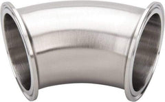 VNE - 2-1/2", Clamp Style, Sanitary Stainless Steel Pipe 45° Elbow - Tube OD Connection, Grade 304 - Industrial Tool & Supply