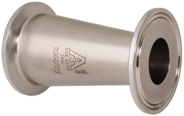 VNE - 1-1/2 x 1", Clamp Style, Sanitary Stainless Steel Pipe Concentric Reducer - Tube OD Connection, Grade 304 - Industrial Tool & Supply