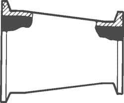 VNE - 1-1/2 x 1", Clamp Style, Sanitary Stainless Steel Pipe Concentric Reducer - Tube OD Connection, Grade 316/316L - Industrial Tool & Supply