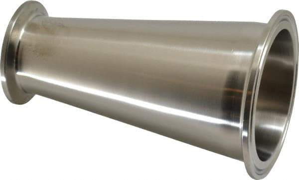 VNE - 2-1/2 x 1-1/2", Clamp Style, Sanitary Stainless Steel Pipe Concentric Reducer - Tube OD Connection, Grade 304 - Industrial Tool & Supply