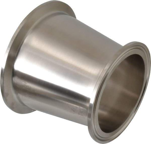 VNE - 3 x 2-1/2", Clamp Style, Sanitary Stainless Steel Pipe Concentric Reducer - Tube OD Connection, Grade 304 - Industrial Tool & Supply