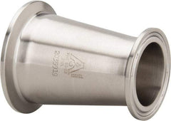 VNE - 2 x 1-1/2", Clamp Style, Sanitary Stainless Steel Pipe Concentric Reducer - Tube OD Connection, Grade 316/316L - Industrial Tool & Supply