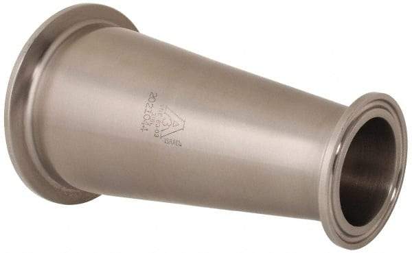 VNE - 2-1/2 x 1-1/2", Clamp Style, Sanitary Stainless Steel Pipe Concentric Reducer - Tube OD Connection, Grade 316/316L - Industrial Tool & Supply