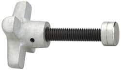Jergens - 1/2-13 Lobed Shoulder Swivel Pad Tip Steel Thumb Screw - 4-7/8" OAL, 2-1/2" Head Diam x 1-1/2" Head Height, Black Oxide (Stem), Cadmium-Plated (Head) & Zinc-Plated (Pad) Finish - Industrial Tool & Supply