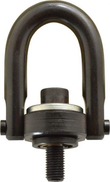 Jergens - 1,900 Lb Load Capacity Safety Engineered Center Pull Hoist Ring - M16 x 2.0 Thread, 29mm Thread Length, Alloy Steel, Black Oxide Finish - Industrial Tool & Supply