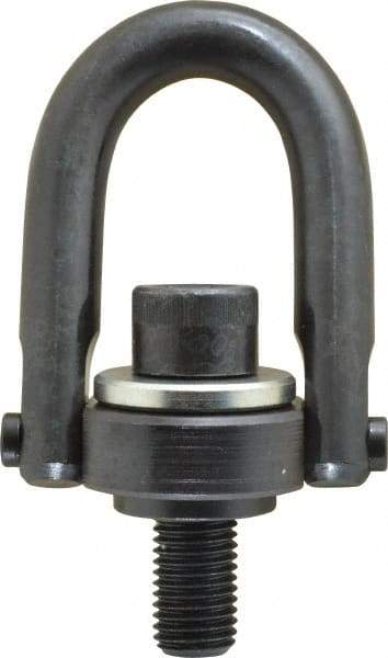 Jergens - 2,150 Lb Load Capacity Safety Engineered Center Pull Hoist Ring - M20 x 2.5 Thread, 34mm Thread Length, Alloy Steel, Black Oxide Finish - Industrial Tool & Supply
