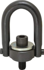 Jergens - 7,000 Lb Load Capacity Safety Engineered Center Pull Hoist Ring - M30 x 3.5 Thread, 46mm Thread Length, Alloy Steel, Black Oxide Finish - Industrial Tool & Supply