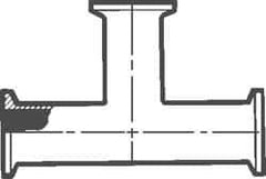 VNE - 2-1/2", Clamp Style, Sanitary Stainless Steel Pipe Tee - Tube OD Connection, Grade 316/316L - Industrial Tool & Supply