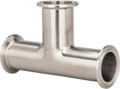 VNE - 1-1/2", Clamp Style, Sanitary Stainless Steel Pipe Tee - Tube OD Connection, Grade 316/316L - Industrial Tool & Supply